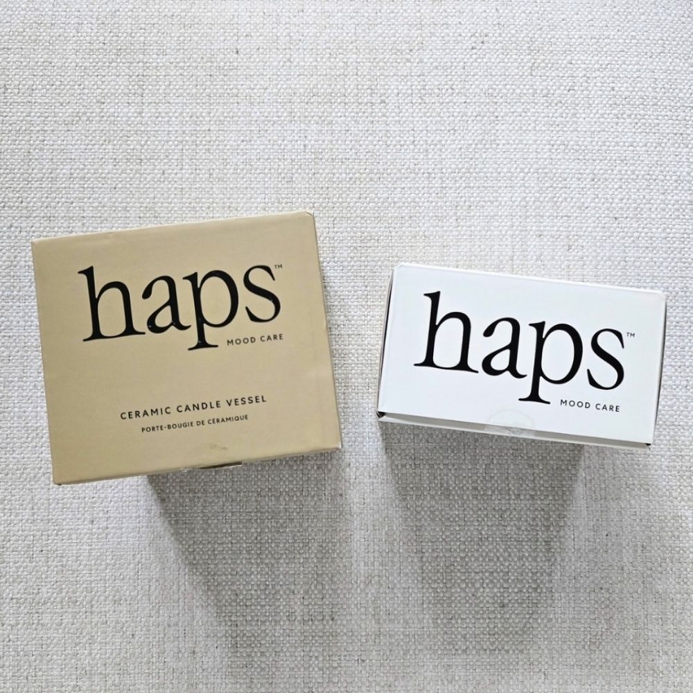 Haps Ceramic Vessel + Mood Care Drunk Text Scented Candle Refill 8.5 oz Votive